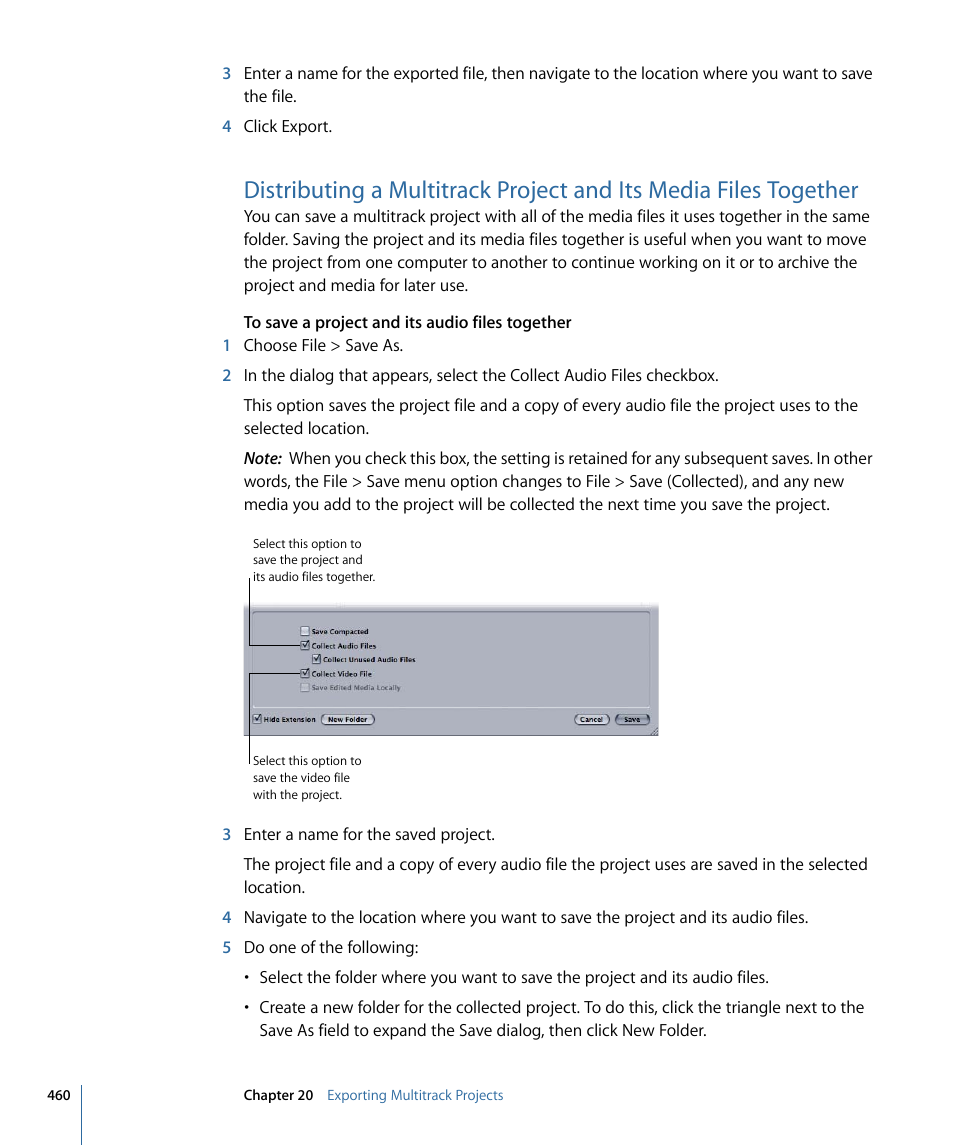 Distributing a, Multitrack project and its media files together | Apple Soundtrack Pro 3 User Manual | Page 460 / 542