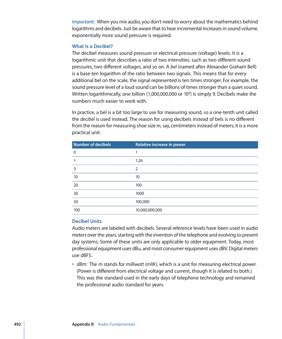 What is a decibel, Decibel units | Apple Soundtrack Pro 3 User Manual | Page 492 / 542