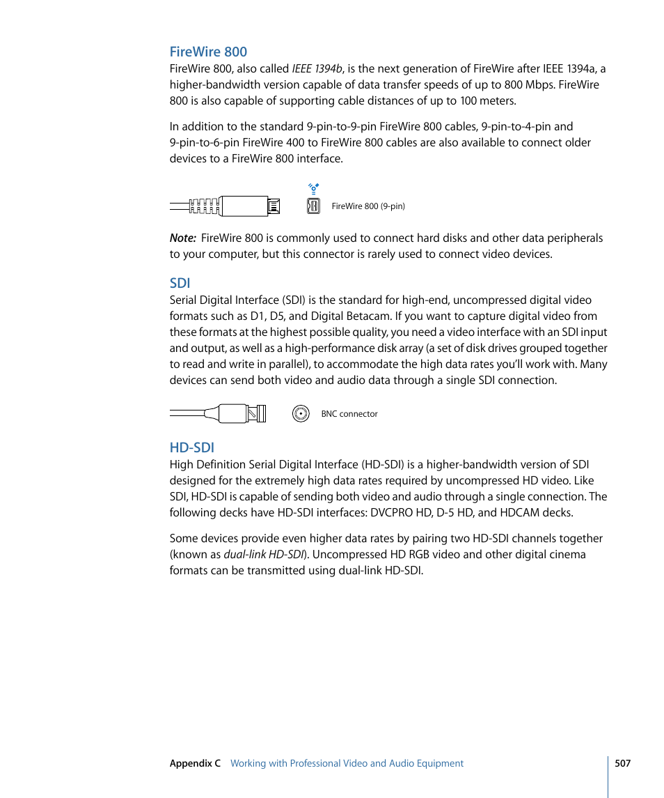 Firewire 800, Hd-sdi | Apple Soundtrack Pro 3 User Manual | Page 507 / 542