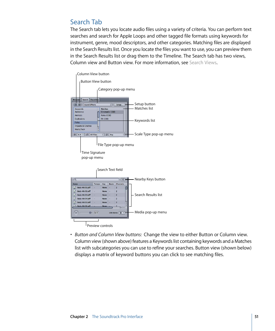Search tab | Apple Soundtrack Pro 3 User Manual | Page 51 / 542
