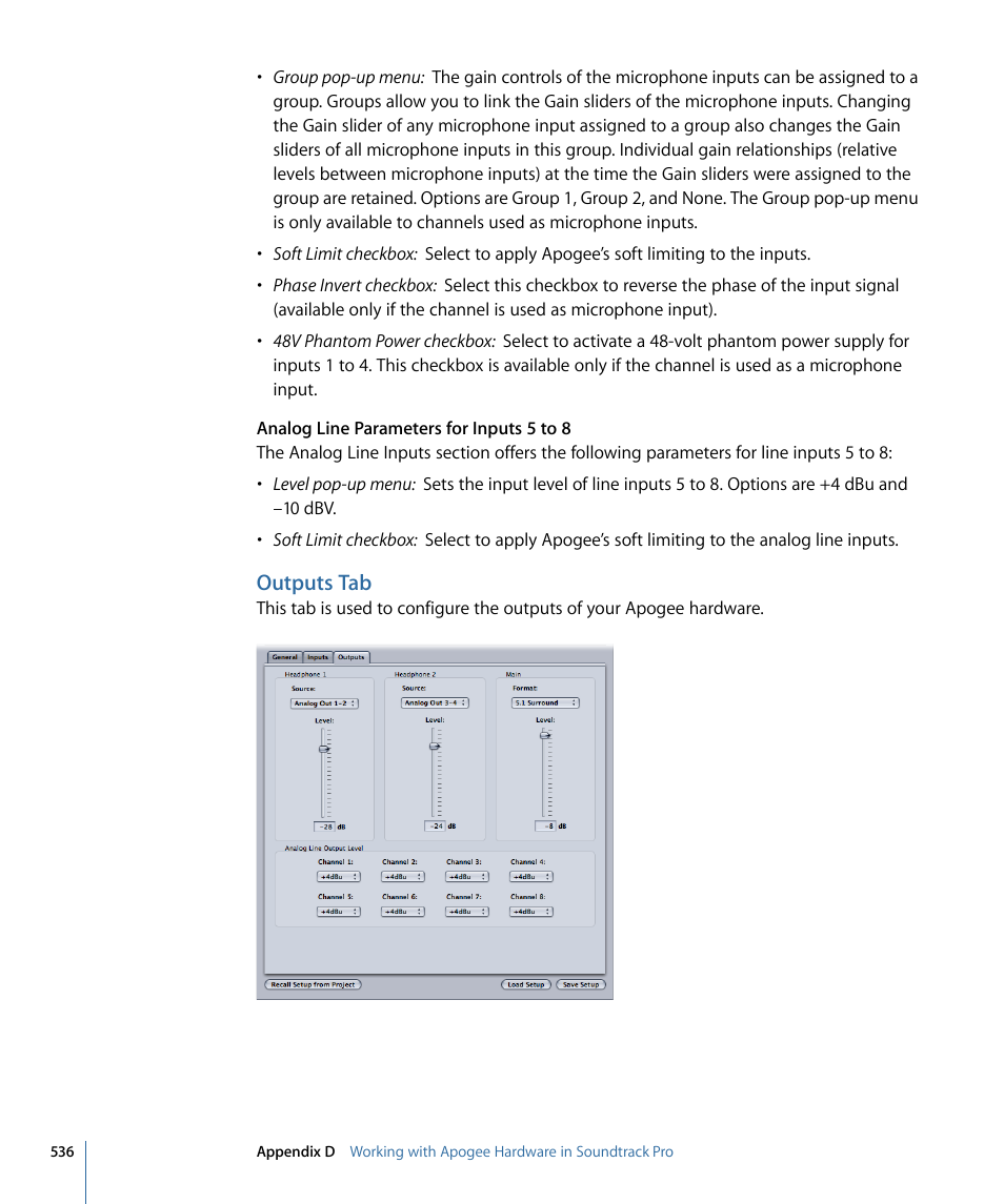 Outputs tab | Apple Soundtrack Pro 3 User Manual | Page 536 / 542