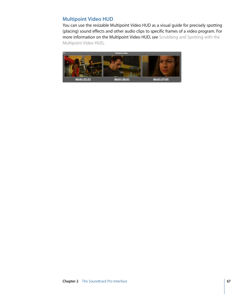 Multipoint video hud | Apple Soundtrack Pro 3 User Manual | Page 67 / 542