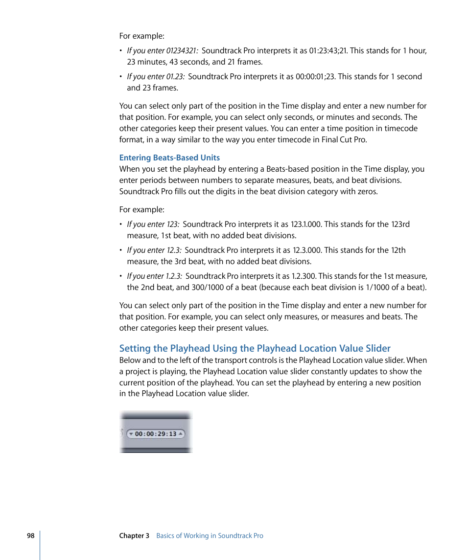 Entering beats-based units | Apple Soundtrack Pro 3 User Manual | Page 98 / 542