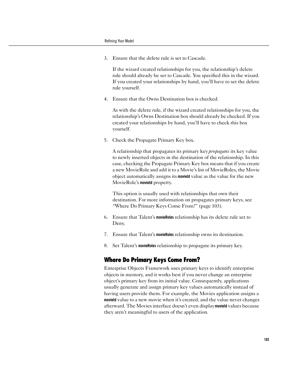 Where do primary keys come from, Where do primary keys come from? 103 | Apple WebObjects 3.5 User Manual | Page 103 / 120