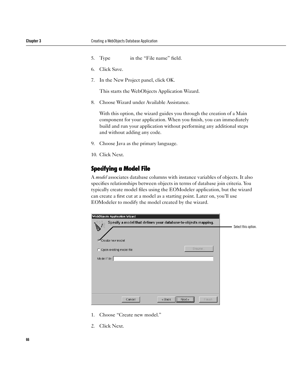 Specifying a model file, Specifying a model file 66 | Apple WebObjects 3.5 User Manual | Page 66 / 120