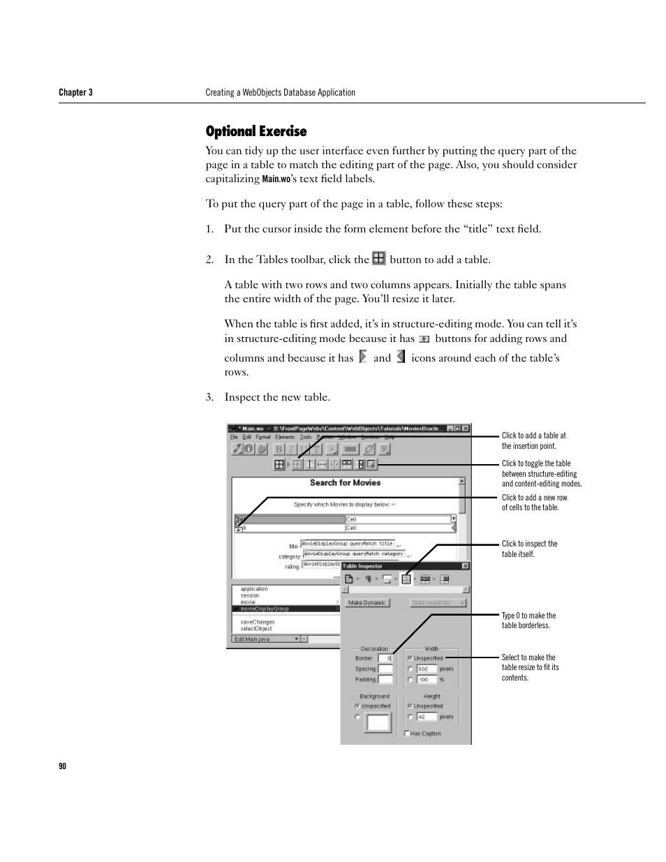 Optional exercise, Optional exercise 90 | Apple WebObjects 3.5 User Manual | Page 90 / 120