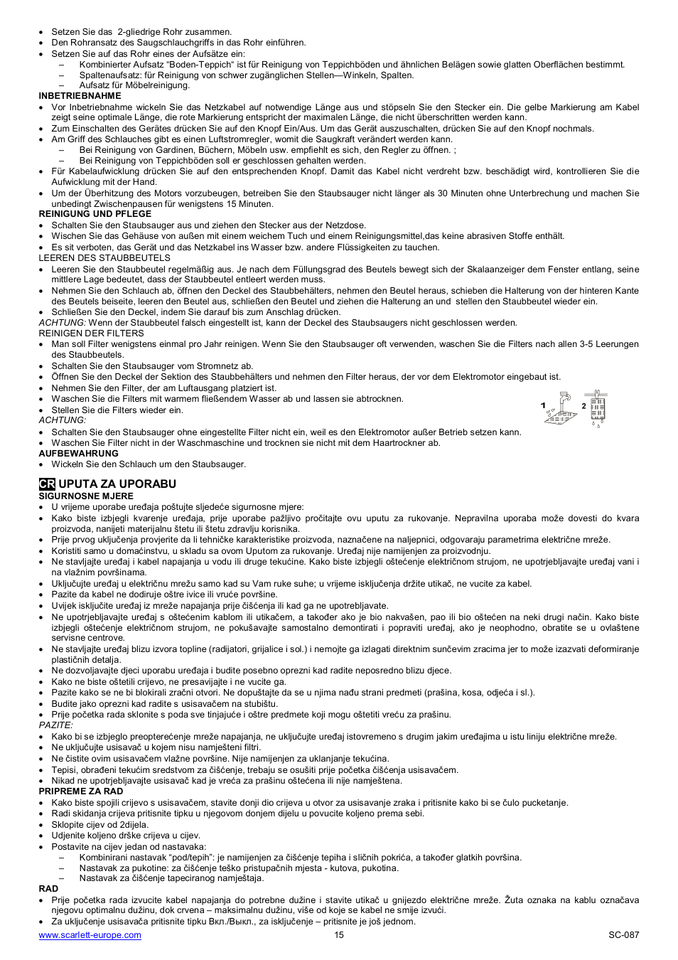 Cr uputa za uporabu | Scarlett SC-087 User Manual | Page 15 / 16