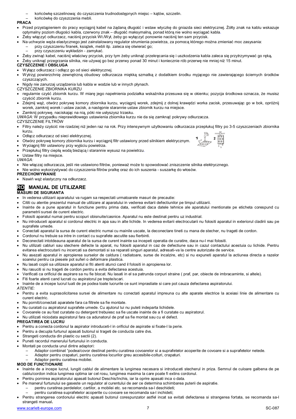 Ro manual de utilizare | Scarlett SC-087 User Manual | Page 7 / 16