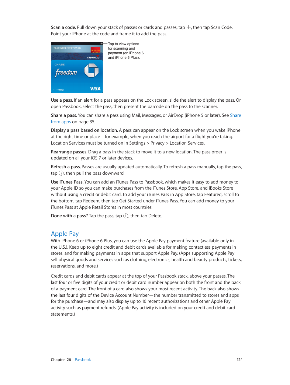 Apple pay, 124 apple pay | Apple iPhone iOS 8.1 User Manual | Page 124 / 184