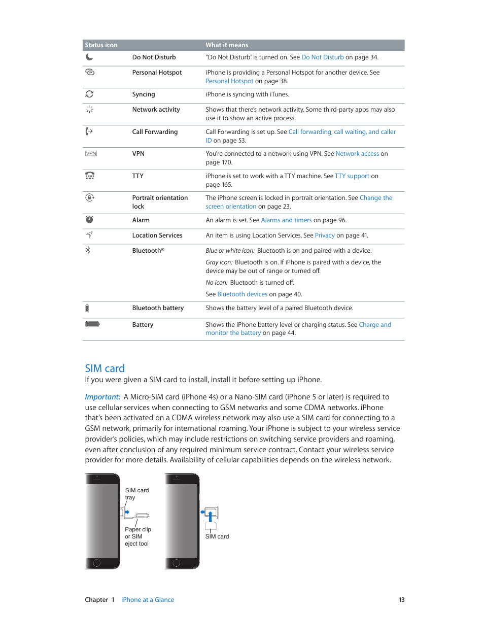 Sim card | Apple iPhone iOS 8.1 User Manual | Page 13 / 184