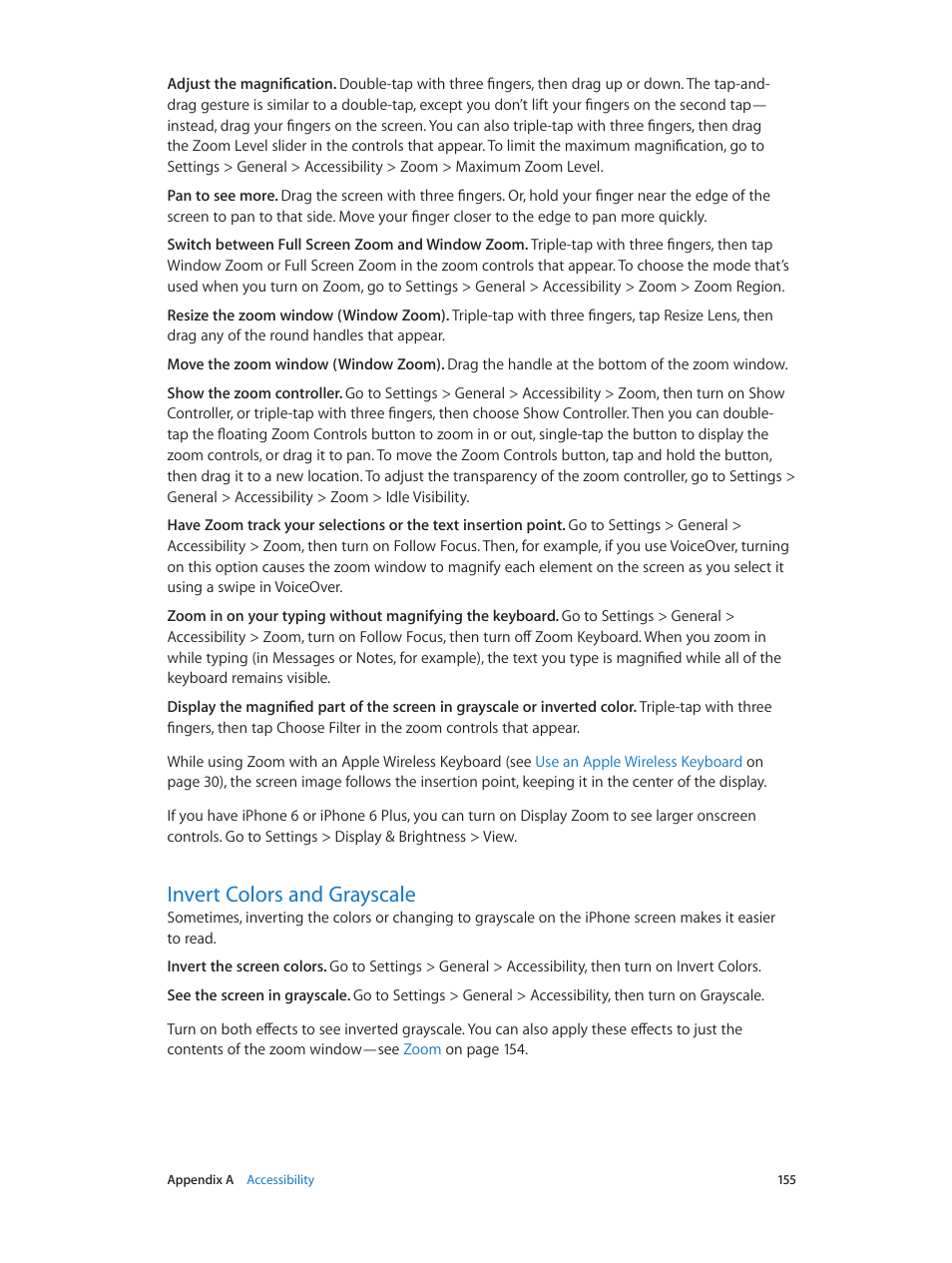 Invert colors and grayscale, 155 invert colors and grayscale | Apple iPhone iOS 8.1 User Manual | Page 155 / 184