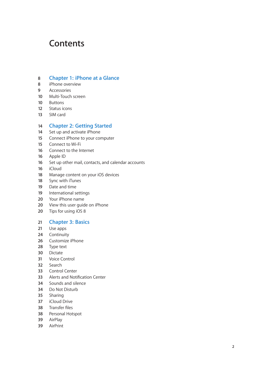 Apple iPhone iOS 8.1 User Manual | Page 2 / 184