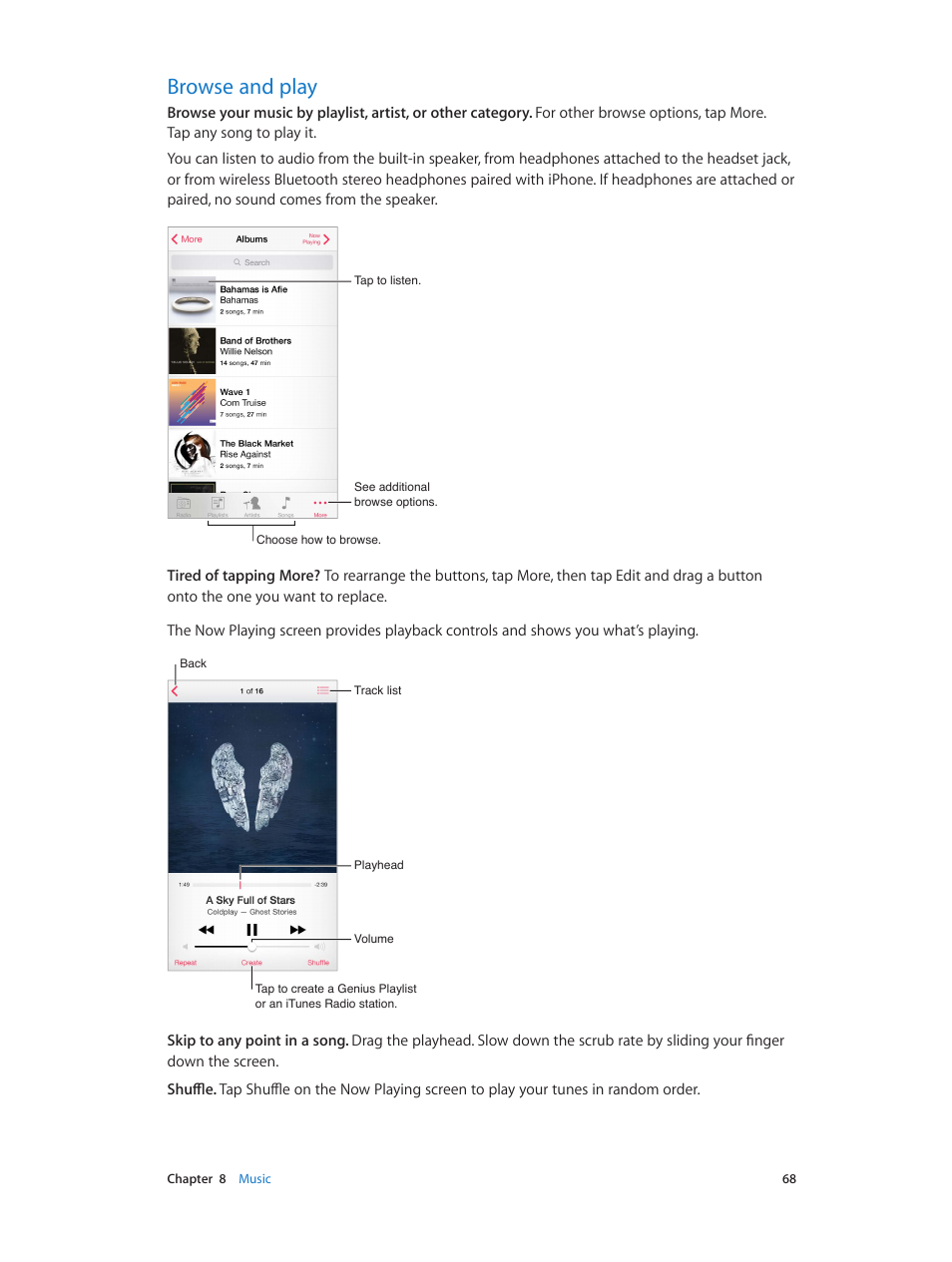 Browse and play | Apple iPhone iOS 8.1 User Manual | Page 68 / 184