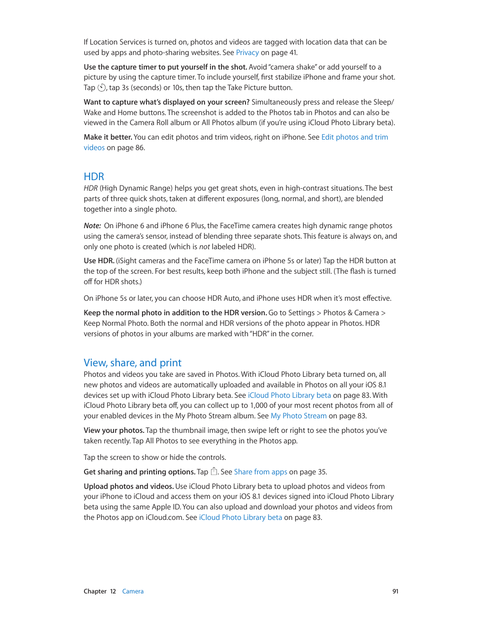 View, share, and print | Apple iPhone iOS 8.1 User Manual | Page 91 / 184