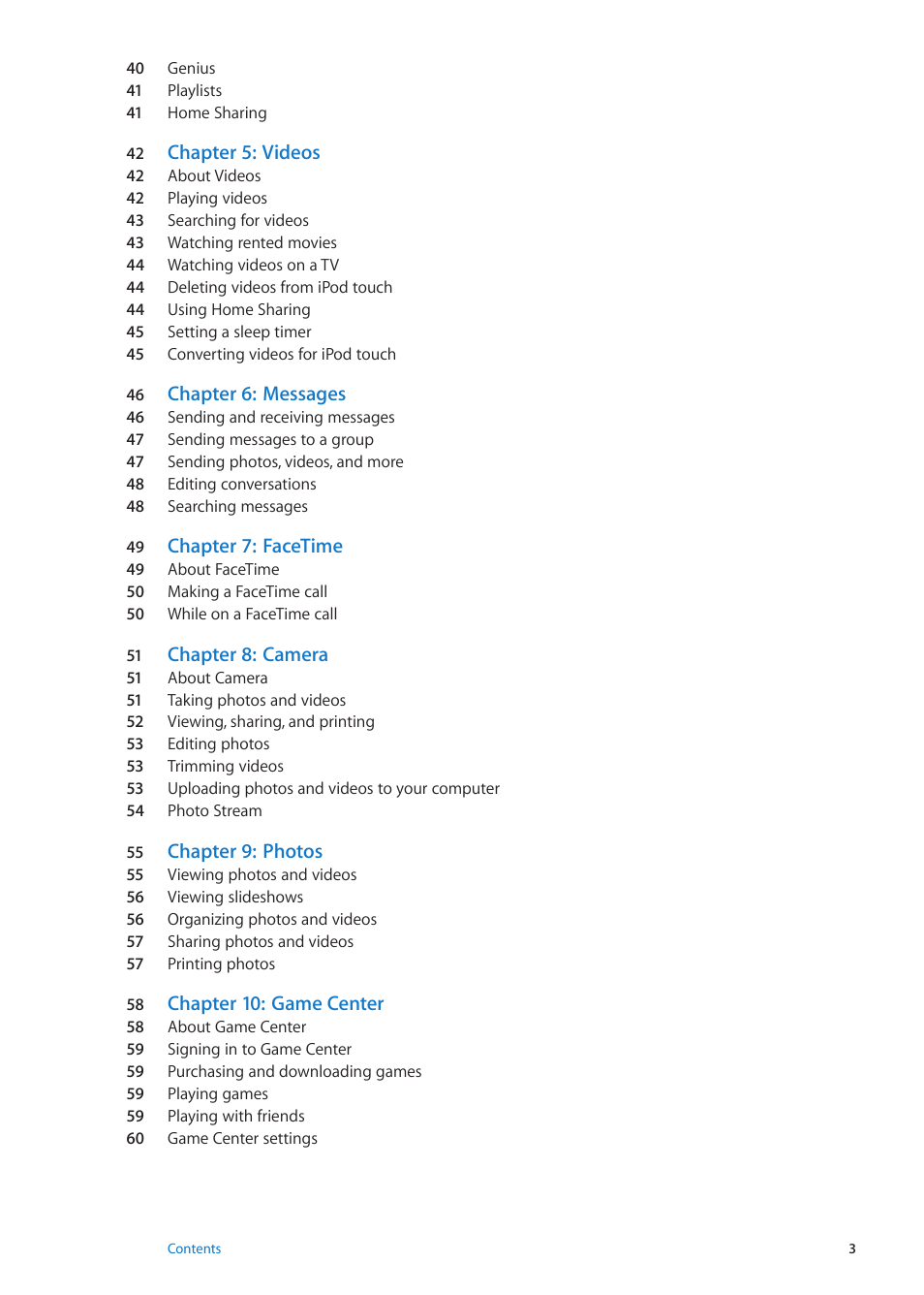 Apple iPod touch iOS 5.1 User Manual | Page 3 / 141