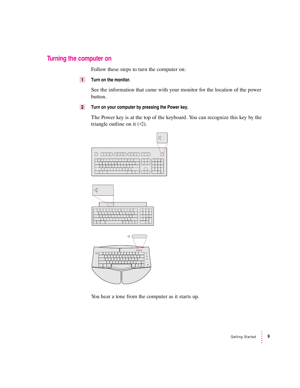 Turning the computer on | Apple Macintosh Performa 600 Series User Manual | Page 17 / 122