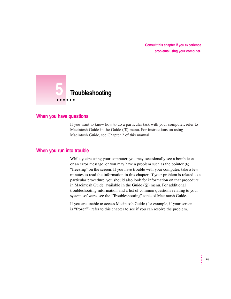 Troubleshooting | Apple Macintosh Performa 600 Series User Manual | Page 56 / 122