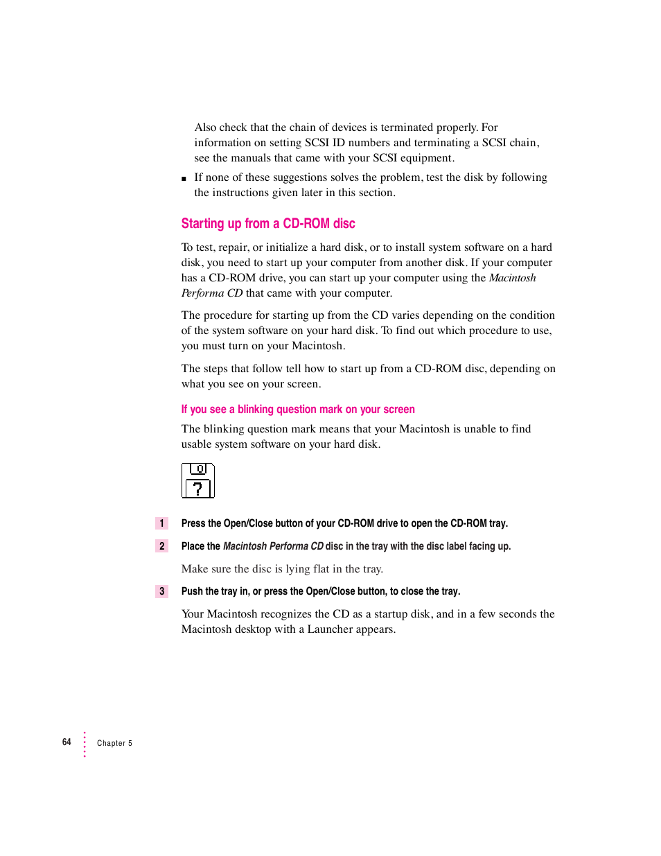 Starting up from a cd-rom disc | Apple Macintosh Performa 600 Series User Manual | Page 71 / 122