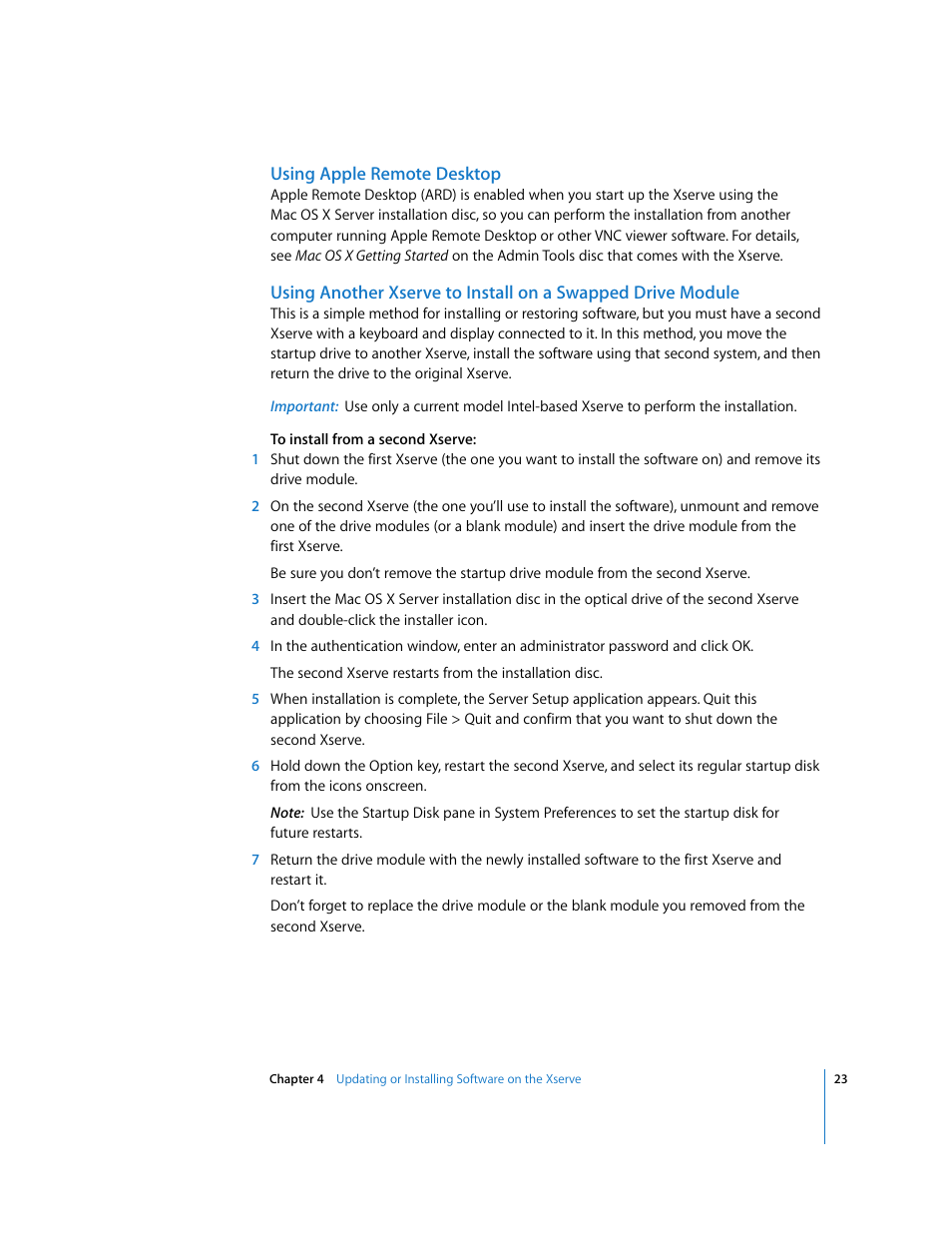 Using apple remote desktop | Apple Xserve Intel (Late 2006) User Manual | Page 23 / 29