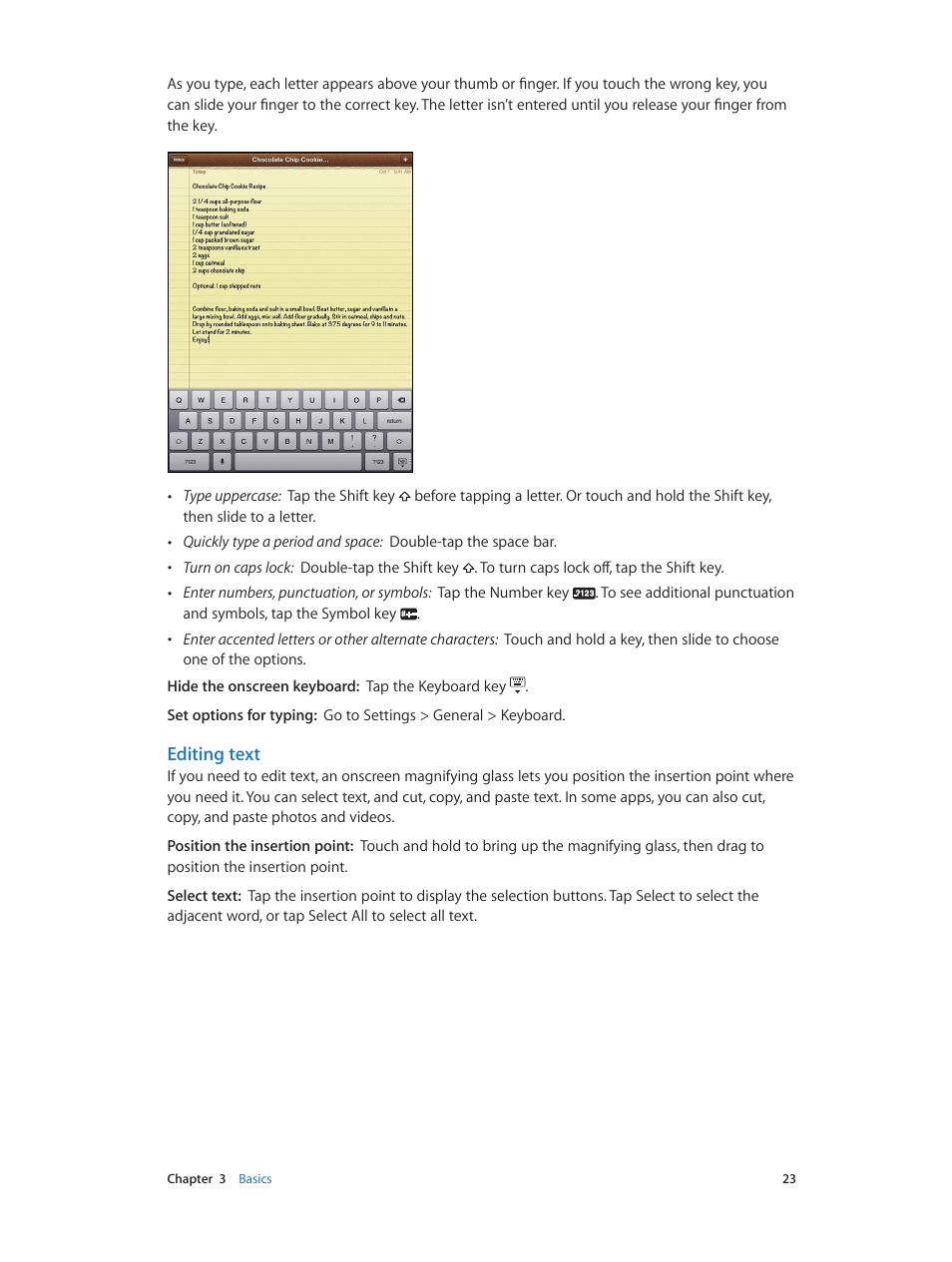 Editing text | Apple iPad iOS 6.1 User Manual | Page 23 / 137