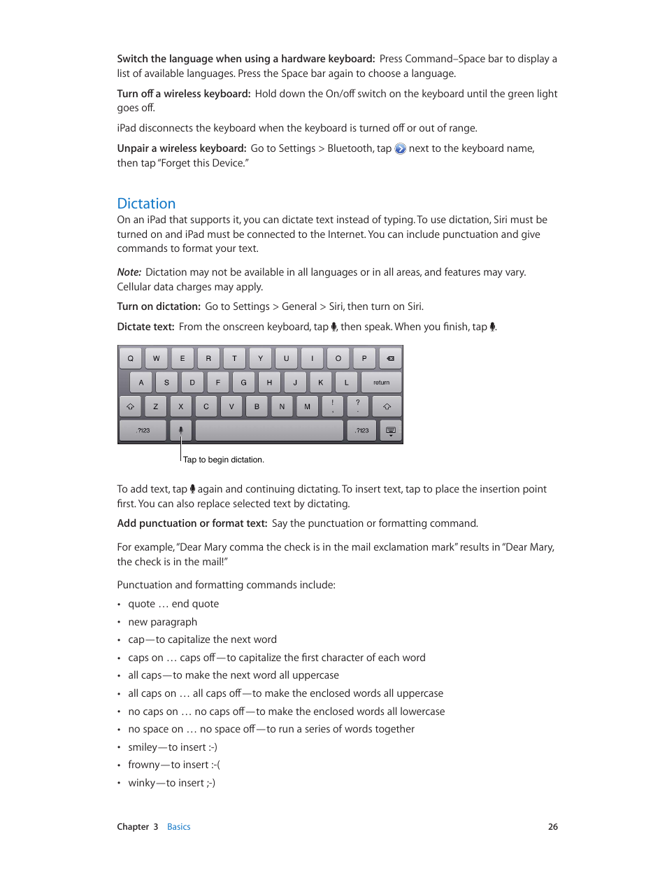 Dictation, 26 dictation | Apple iPad iOS 6.1 User Manual | Page 26 / 137