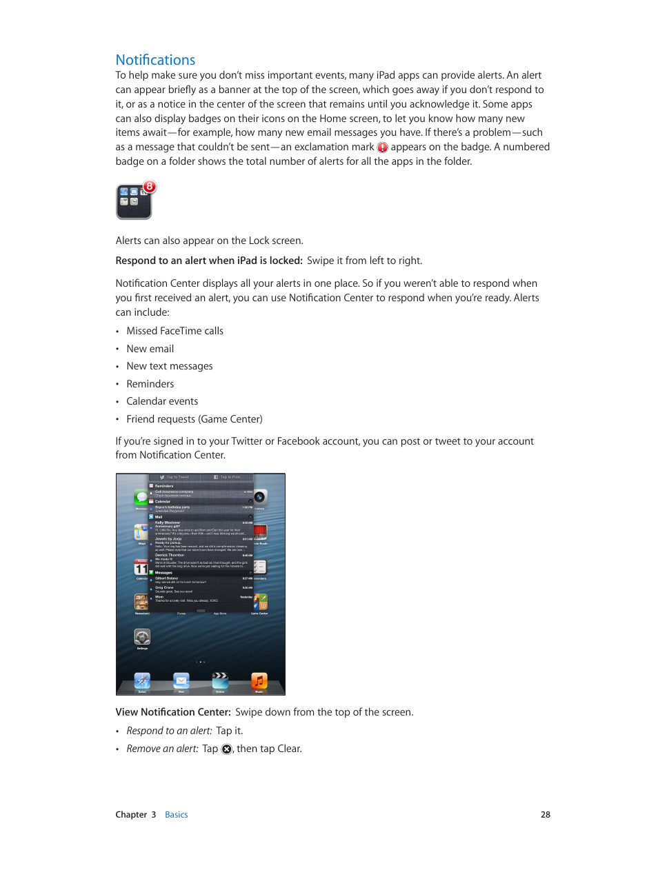 Notifications, 28 notifications | Apple iPad iOS 6.1 User Manual | Page 28 / 137