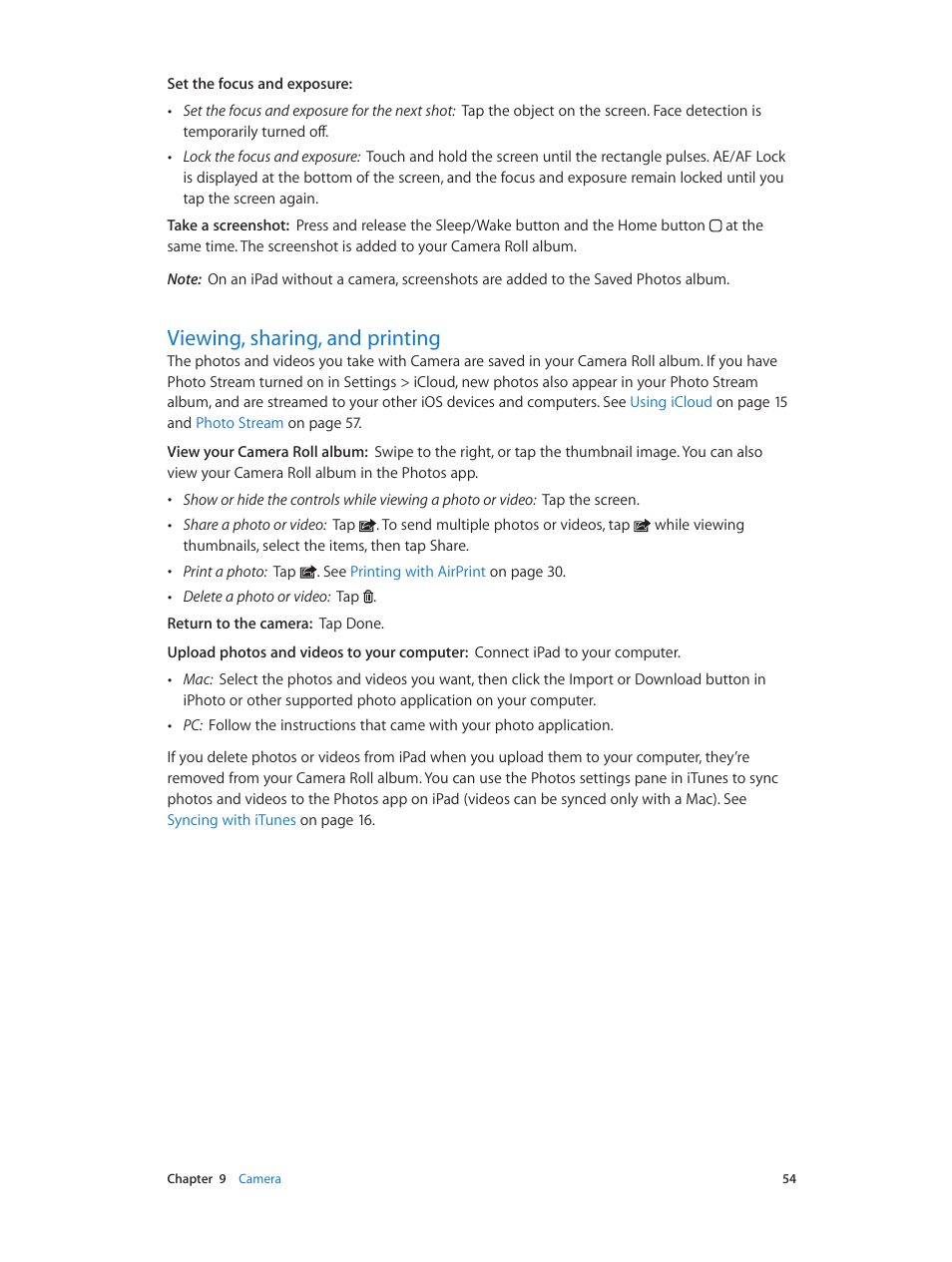 Viewing, sharing, and printing, 54 viewing, sharing, and printing | Apple iPad iOS 6.1 User Manual | Page 54 / 137