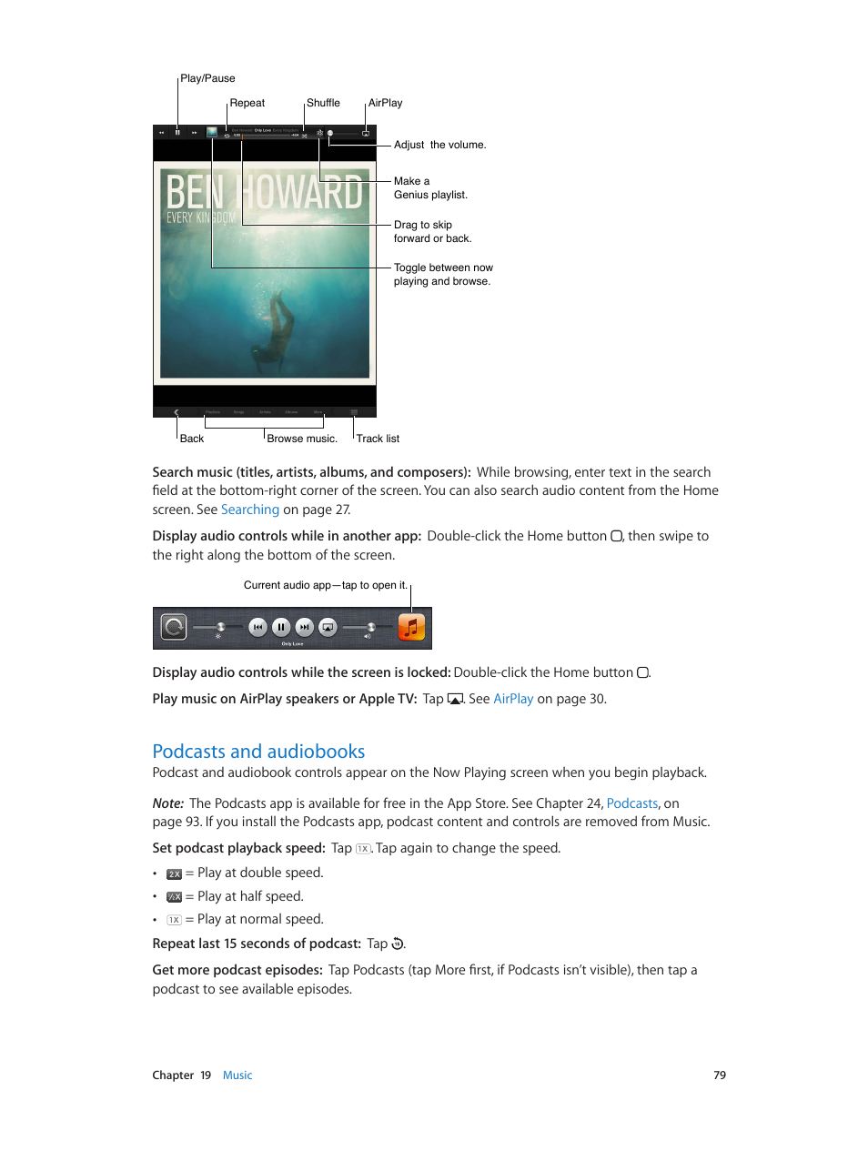 Podcasts and audiobooks, 79 podcasts and audiobooks | Apple iPad iOS 6.1 User Manual | Page 79 / 137