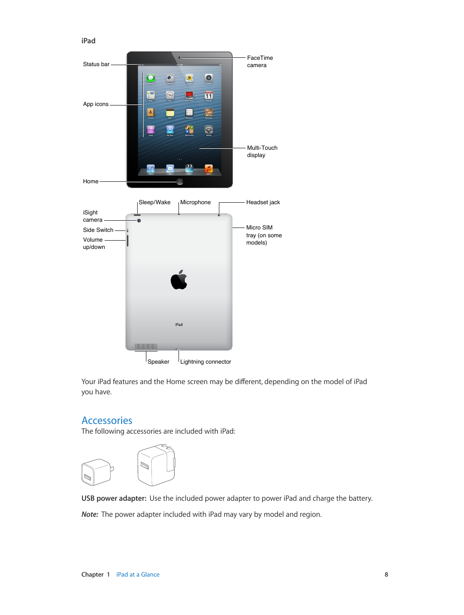 Accessories | Apple iPad iOS 6.1 User Manual | Page 8 / 137