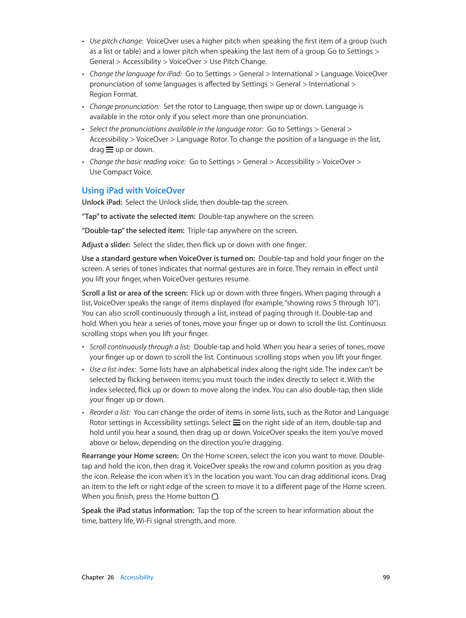 Using ipad with voiceover | Apple iPad iOS 6.1 User Manual | Page 99 / 137