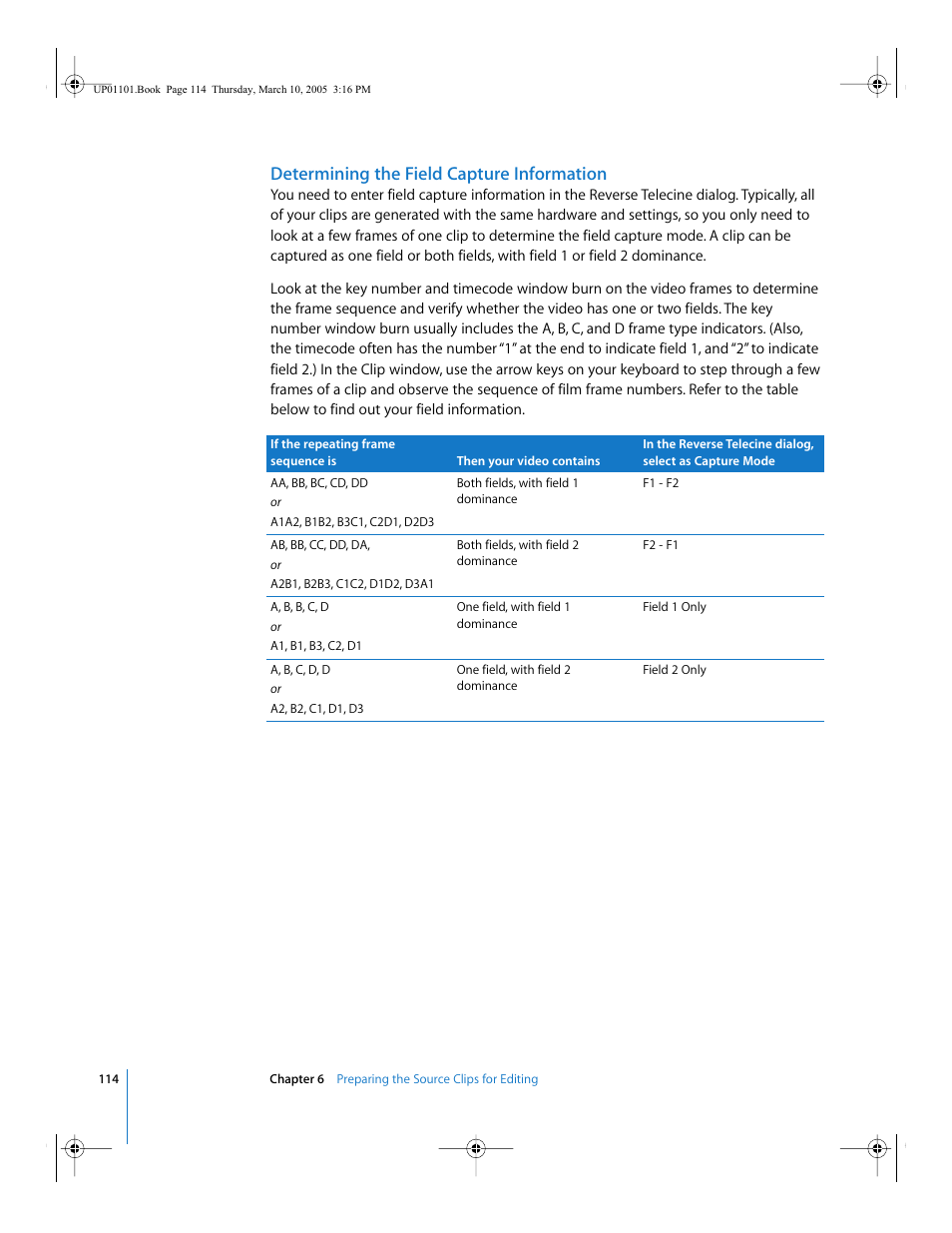 Determining the field capture information | Apple Cinema Tools 3 User Manual | Page 114 / 235