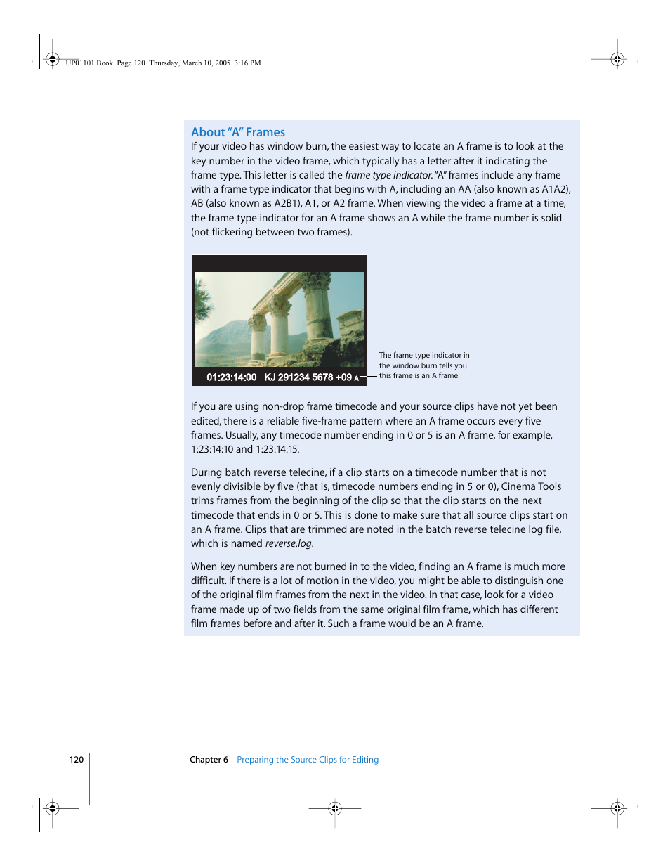 About “a” frames | Apple Cinema Tools 3 User Manual | Page 120 / 235