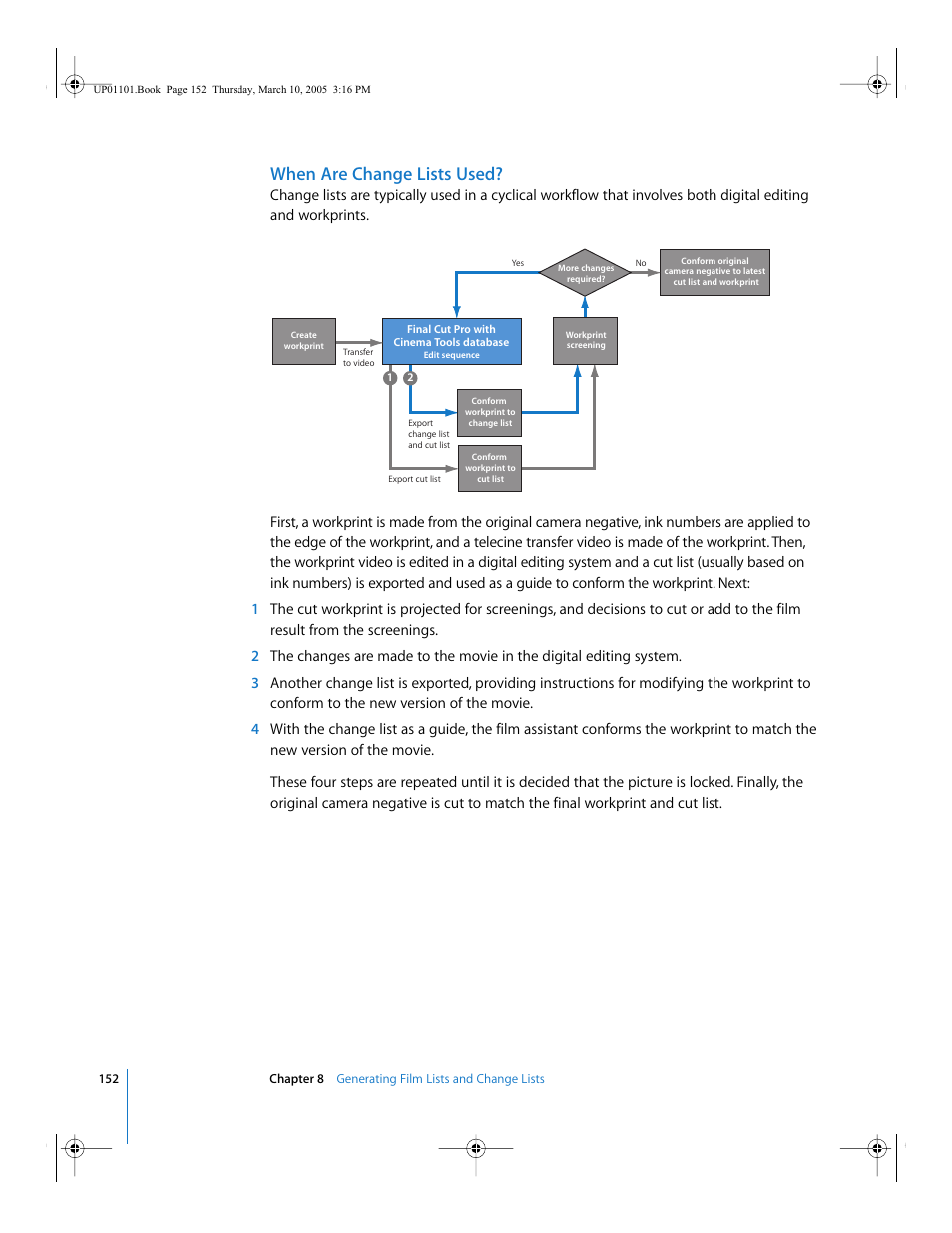 When are change lists used | Apple Cinema Tools 3 User Manual | Page 152 / 235