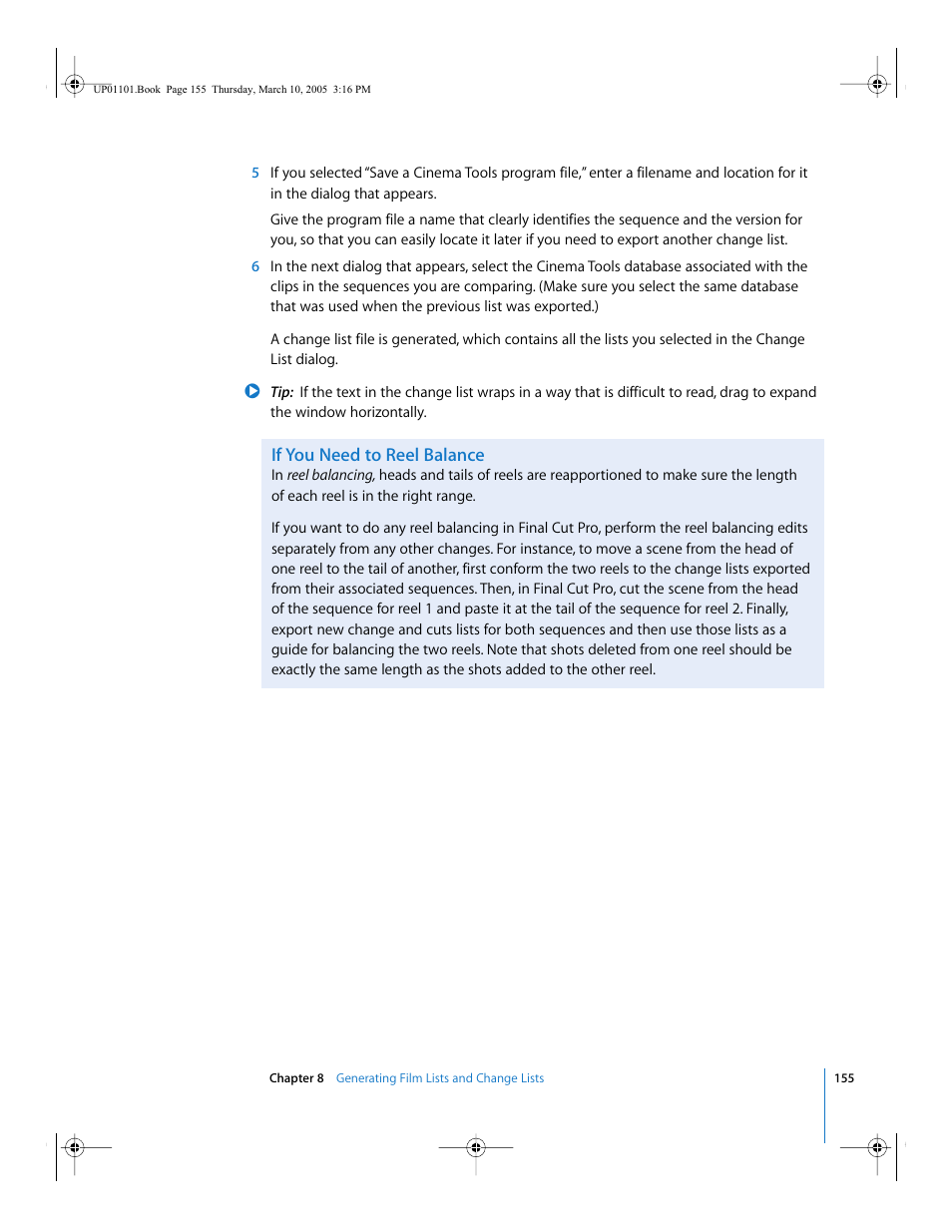 If you need to reel balance, If you, Need to reel balance | Apple Cinema Tools 3 User Manual | Page 155 / 235