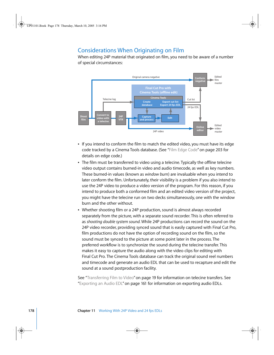 Considerations when originating on film | Apple Cinema Tools 3 User Manual | Page 178 / 235