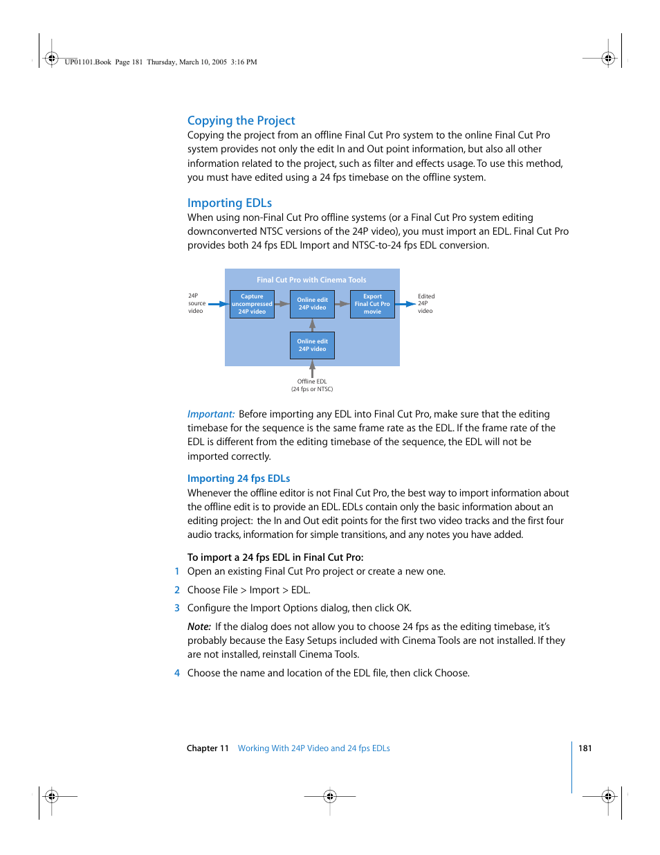 Copying the project, Importing edls | Apple Cinema Tools 3 User Manual | Page 181 / 235