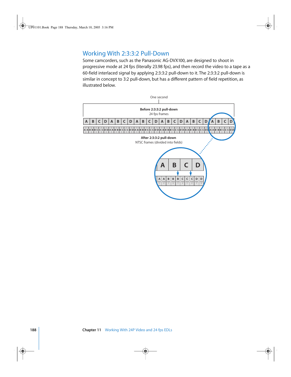 Working with 2:3:3:2 pull-down, Working with 2:3:3:2 pull, Down | Ab c d | Apple Cinema Tools 3 User Manual | Page 188 / 235