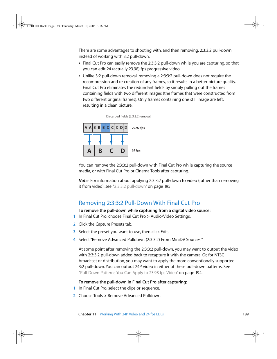 Removing 2:3:3:2 pull-down with final cut pro, Ab c d | Apple Cinema Tools 3 User Manual | Page 189 / 235