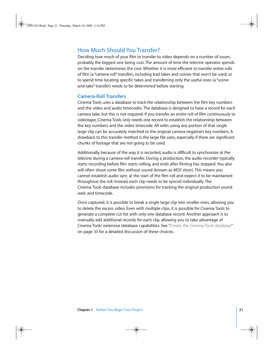 How much should you transfer, Camera-roll transfers | Apple Cinema Tools 3 User Manual | Page 21 / 235