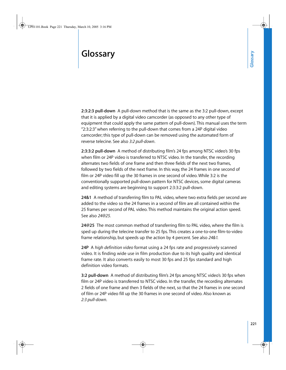 Glossary | Apple Cinema Tools 3 User Manual | Page 221 / 235