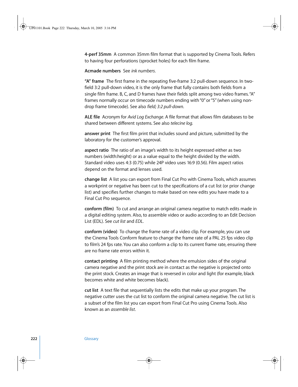 Apple Cinema Tools 3 User Manual | Page 222 / 235