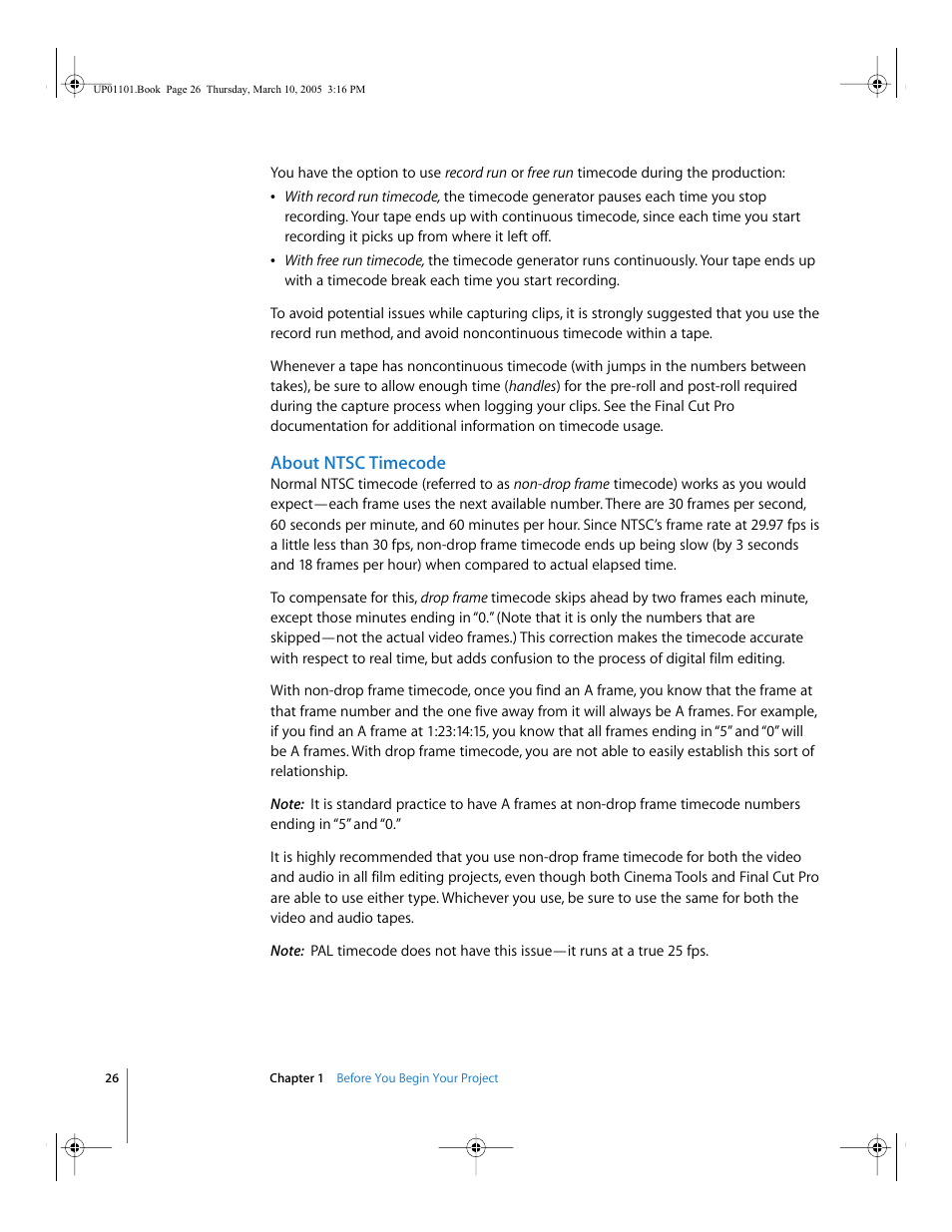 About ntsc timecode | Apple Cinema Tools 3 User Manual | Page 26 / 235