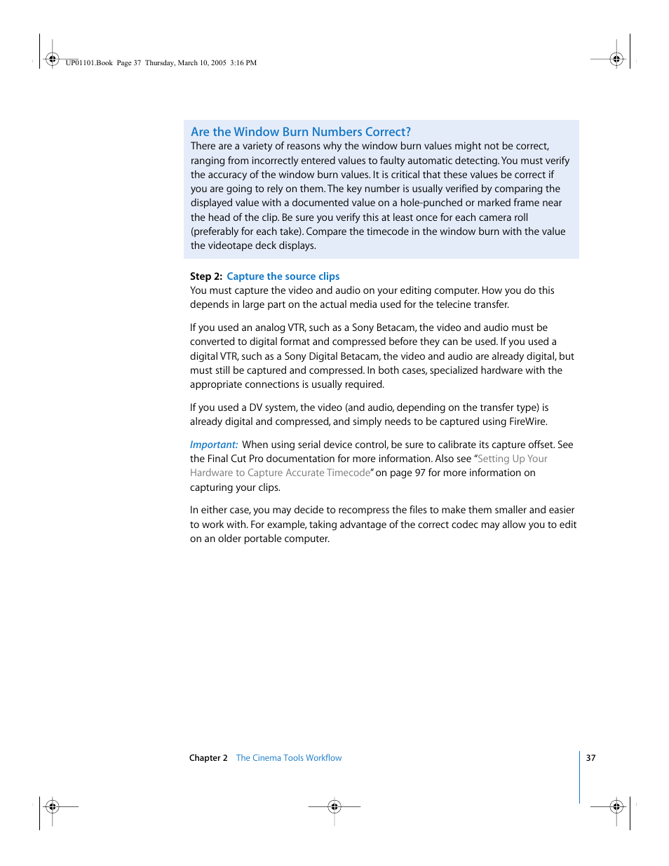 Are the window burn numbers correct | Apple Cinema Tools 3 User Manual | Page 37 / 235