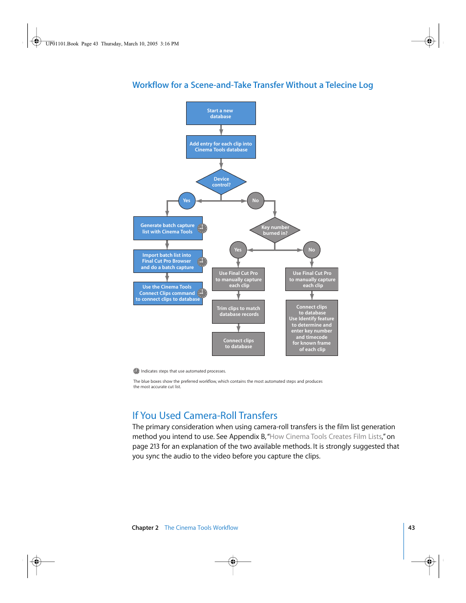 If you used camera-roll transfers | Apple Cinema Tools 3 User Manual | Page 43 / 235