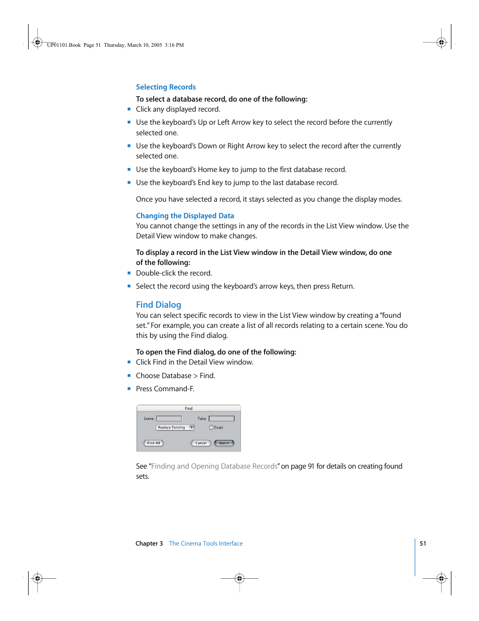 Find dialog | Apple Cinema Tools 3 User Manual | Page 51 / 235