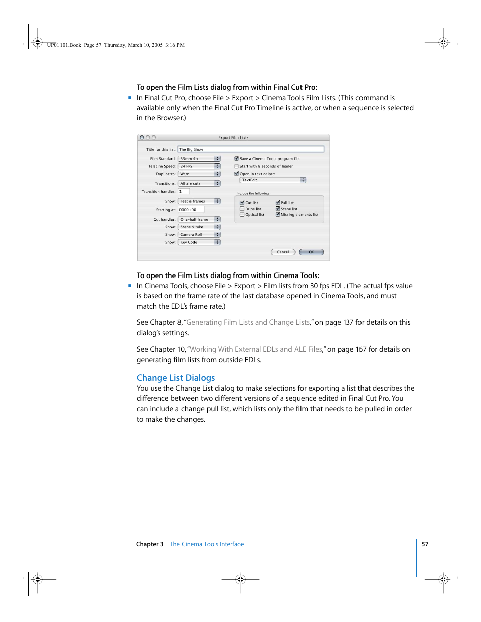 Change list dialogs | Apple Cinema Tools 3 User Manual | Page 57 / 235