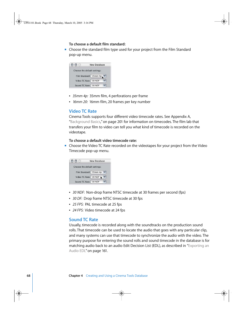 Video tc rate, Sound tc rate | Apple Cinema Tools 3 User Manual | Page 68 / 235