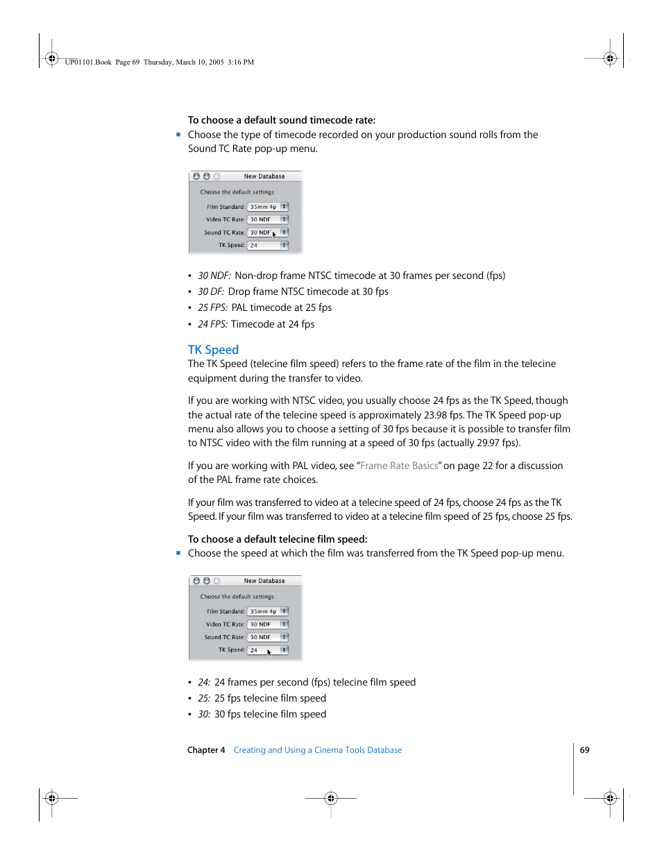 Tk speed | Apple Cinema Tools 3 User Manual | Page 69 / 235