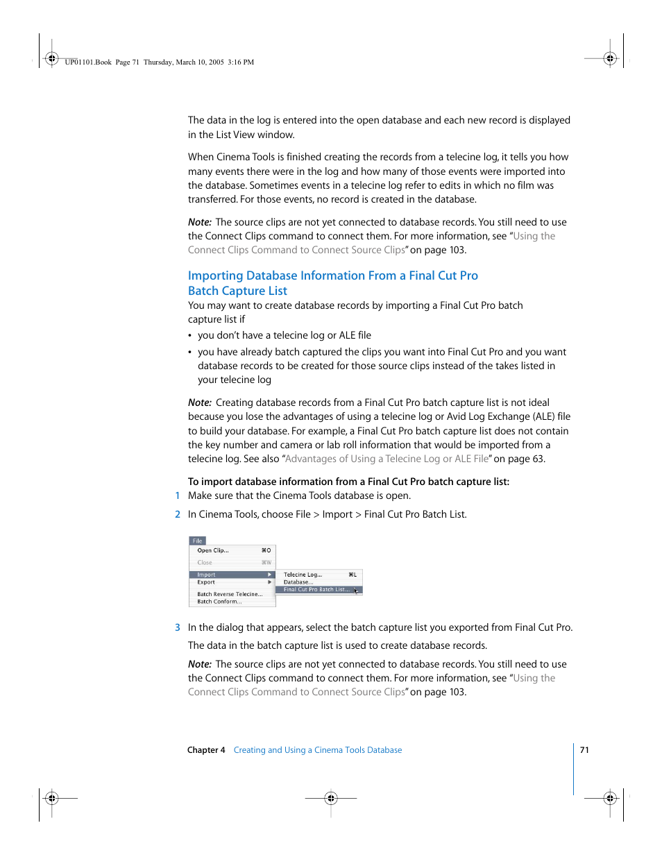 Batch capture list, List | Apple Cinema Tools 3 User Manual | Page 71 / 235
