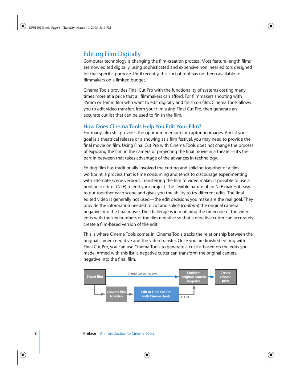 Editing film digitally, How does cinema tools help you edit your film | Apple Cinema Tools 3 User Manual | Page 8 / 235